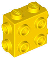 Lego (N) ~ Brick Modified 1 x 2 x 1 2/3 with Studs on Side and Ends ~ [Yellow]