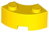 Lego (N) ~ Brick Round Corner 2 x 2 Macaroni with Stud Notch and Reinforced Underside ~ [Yellow]