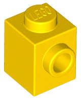 Lego (N) ~ Brick Modified 1 x 1 with Stud on Side ~ [Yellow]