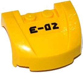 Lego (U) ~ Vehicle Mudguard 3 x 4 x 1 2/3 Curved Front with 'E-02' Pattern (Sticker) - S ~ [Yellow]