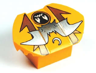 Lego (U) ~ Brick Modified 2 x 2 No Studs Sloped with Flared Wings with Ghost Patt ~ [Medium Orange]