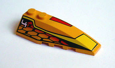 Lego (U) ~ Wedge 6 x 2 Right with Racer Hot Scorcher 4 Pattern ~ [Medium Orange]