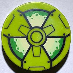 Lego (N) ~ Tile Round 2 x 2 with Bottom Stud Holder with Black Green and Yellowish Green Ra ~ [Lime]
