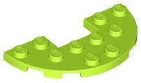 Lego (U) ~ Plate Round Half 3 x 6 with 1 x 2 Cutout ~ [Lime]