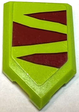 Lego (U) ~ Tile Modified 2 x 3 Pentagonal with Dark Red Dinosaur Stripes Pattern (Sticker) ~ [Lime]