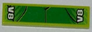 Lego (U) ~ Tile 1 x 4 with Scales and 'V8' on Both Ends Pattern (Sticker) - Set 8231 ~ [Lime]