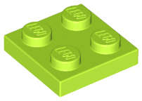 Lego (N) ~ Plate 2 x 2 ~ [Lime]