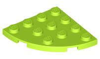 Lego (N) ~ Plate Round Corner 4 x 4 ~ [Lime]