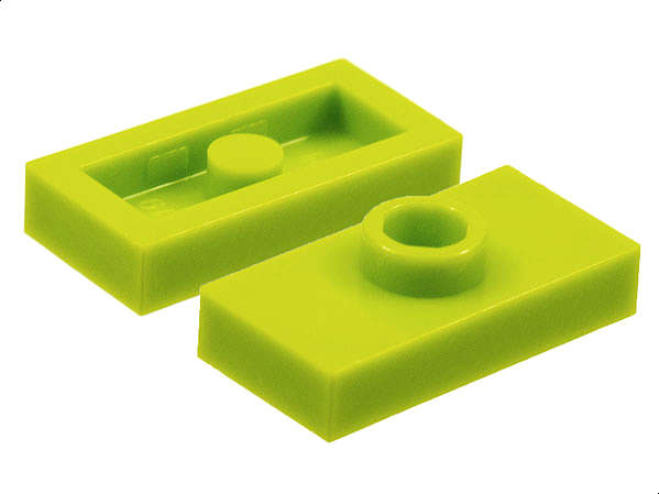 Lego (U) ~ Plate Modified 1 x 2 with 1 Stud without Groove (Jumper) ~ [Lime]