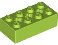 Lego (N) ~ Technic Brick 2 x 4 with 3 Axle Holes ~ [Lime]