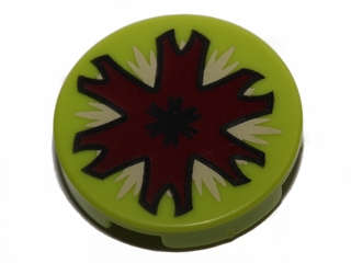 Lego (U) ~ Tile Round 2 x 2 with Open Insect Mouth Pattern ~ [Lime]