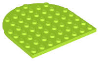 Lego (N) ~ Plate Round 8 x 8 Rounded End ~ [Lime]