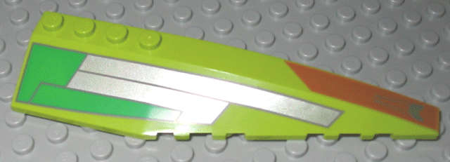 Lego (U) ~ Wedge 12 x 3 Right with Silver Green and Dark Orange Pattern ~ [Lime]