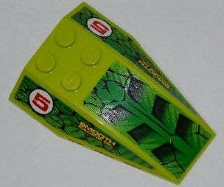 Lego (U) ~ Wedge 6 x 4 Triple Curved with 6 Air Intakes on Top and 'SMOOTH RACING OIL' and ~ [Lime]