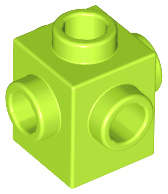 Lego (N) ~ Brick Modified 1 x 1 with Studs on 4 Sides ~ [Lime]