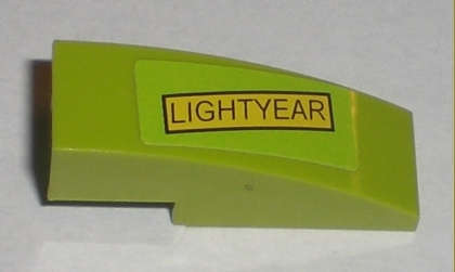 Lego (U) ~ Slope Curved 3 x 1 with 'LIGHTYEAR' Pattern (Sticker) - Set 7592 ~ [Lime]