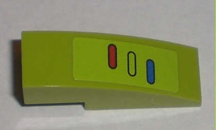 Lego (U) ~ Slope Curved 3 x 1 with Red Lime and Blue Ovals Pattern (Sticker) - Set 7592 ~ [Lime]