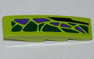 Lego (U) ~ Slope Curved 4 x 1 with 8 Green Scales and 5 Purple Scales Pattern Model Left ( ~ [Lime]