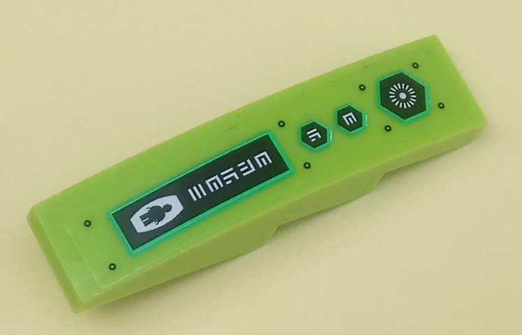 Lego (U) ~ Slope Curved 4 x 1 with Alien Symbols Writing and Human Body Pattern (Sticker)  ~ [Lime]
