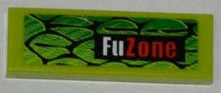 Lego (U) ~ Tile 1 x 3 with Scales and 'FuZone' Pattern Model Left Side (Sticker) - Set 823 ~ [Lime]