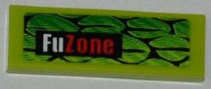 Lego (U) ~ Tile 1 x 3 with Scales and 'FuZone' Pattern Model Right Side (Sticker) - Set 82 ~ [Lime]