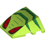 Lego (N) ~ Wedge 4 x 3 Triple Curved No Studs with Red Eyes and Green Stripes Pattern ~ [Lime]
