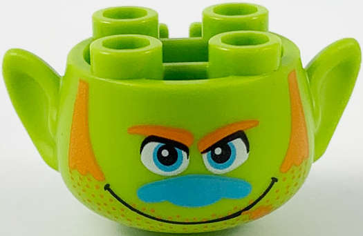 Lego (U) ~ Minifigure Head Modified Trolls with Orange Eyebrows Sideburns Stubble and Piec ~ [Lime]
