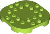 Lego (N) ~ Plate Modified 6 x 6 with Rounded Corners and 4 Feet ~ [Lime]