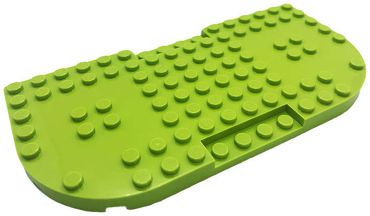 Lego (N) ~ Brick Modified 8 x 16 x 2/3 with 1 x 4 Indentations and 2 Rounded Corners ~ [Lime]
