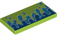 Lego (N) ~ Tile 2 x 4 with Blue and Dark Azure Water Splashes Pattern (Toy Story RC Rear Sp ~ [Lime]