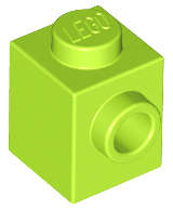 Lego (N) ~ Brick Modified 1 x 1 with Stud on Side ~ [Lime]