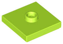 Lego (N) ~ Plate Modified 2 x 2 with Groove and 1 Stud in Center (Jumper) ~ [Lime]