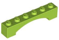 Lego (N) ~ Arch 1 x 6 Raised Arch ~ [Lime]