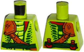 Lego (U) ~ Torso Ninjago Snake with Shoulder Pad and Dark Green Belt and Red Vials Pattern ~ [Lime]