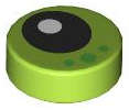 Lego (N) ~ Tile Round 1 x 1 with Black Eye with White Pupil and 3 Bright Green Dots Pattern ~ [Lime]