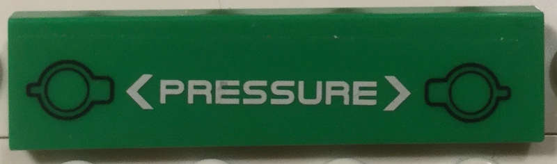 Lego (U) ~ Tile 1 x 4 with Black Filler Caps White Arrows and 'PRESSURE' Pattern ( ~ [Bright Green]
