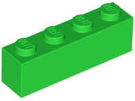 Lego (N) ~ Brick 1 x 4 ~ [Bright Green]