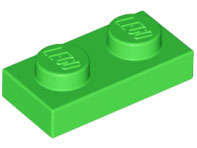 Lego (N) ~ Plate 1 x 2 ~ [Bright Green]