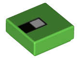 Lego (N) ~ Tile 1 x 1 with White Square on Black Rectangle Pattern (Minecraft Turtl ~ [Bright Green]