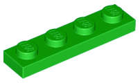 Lego (N) ~ Plate 1 x 4 ~ [Bright Green]