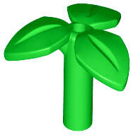 Lego (N) ~ Plant Stem with Bar 3 Leaves and Small Pin Hole ~ [Bright Green]