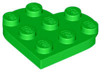 Lego (N) ~ Plate Round 3 x 3 Heart ~ [Bright Green]