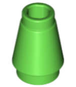 Lego (N) ~ Cone 1 x 1 with Top Groove ~ [Bright Green]
