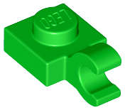 Lego (N) ~ Plate Modified 1 x 1 with Open O Clip (Horizontal Grip) ~ [Bright Green]