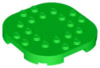 Lego (N) ~ Plate Modified 6 x 6 with Rounded Corners and 4 Feet ~ [Bright Green]