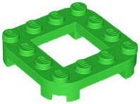 Lego (N) ~ Plate Modified 4 x 4 with Rounded Corners and 4 Feet with 2 x 2 Open Cen ~ [Bright Green]