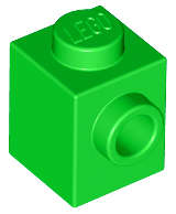 Lego (N) ~ Brick Modified 1 x 1 with Stud on Side ~ [Bright Green]