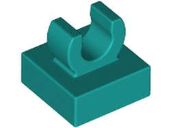 Lego (N) ~ Tile Modified 1 x 1 with Open O Clip ~ [Dark Turquoise]