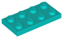 Lego (N) ~ Plate 2 x 4 ~ [Dark Turquoise]