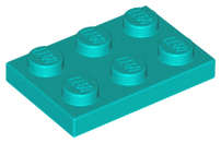 Lego (N) ~ Plate 2 x 3 ~ [Dark Turquoise]